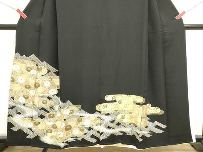 平和屋着物■豪華黒留袖　エ霞菊唐草文　暈し染め　金彩　正絹　逸品　DABI0954cd