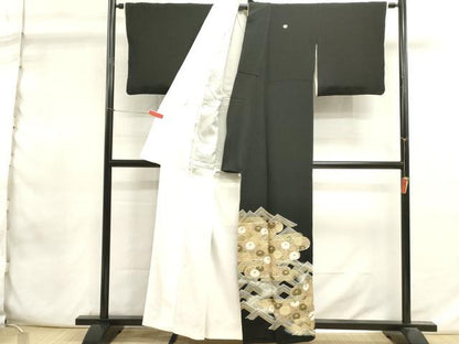 平和屋着物■豪華黒留袖　エ霞菊唐草文　暈し染め　金彩　正絹　逸品　DABI0954cd