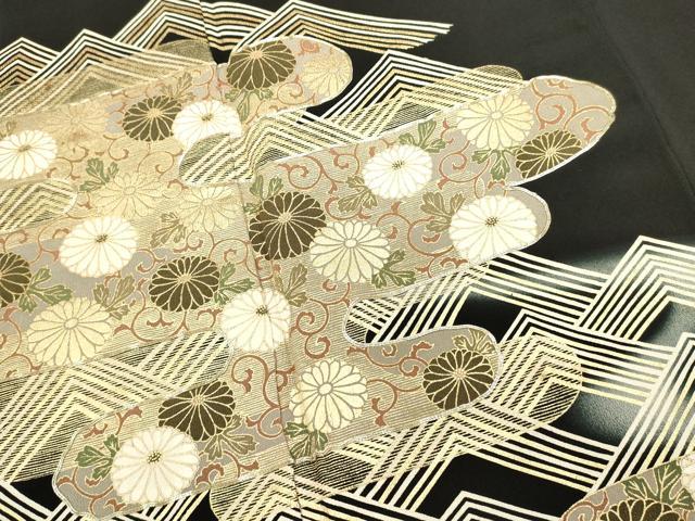平和屋着物■豪華黒留袖　エ霞菊唐草文　暈し染め　金彩　正絹　逸品　DABI0954cd