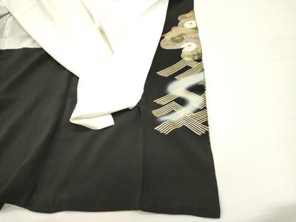 平和屋着物■豪華黒留袖　エ霞菊唐草文　暈し染め　金彩　正絹　逸品　DABI0954cd