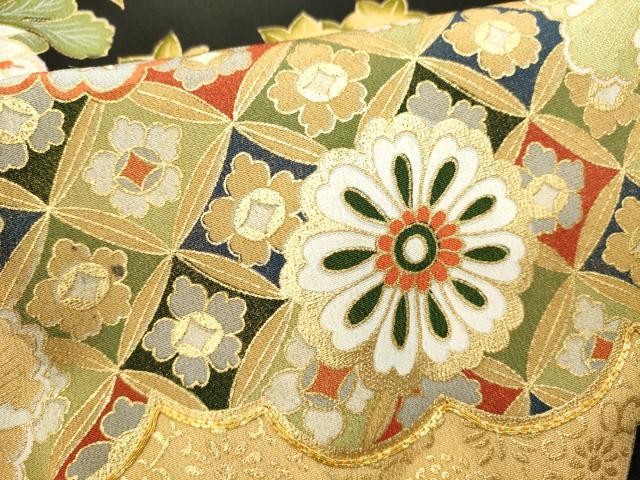 平和屋着物■豪華黒留袖　駒刺繍　吉祥花車文　金彩　正絹　逸品　DABI0955cd