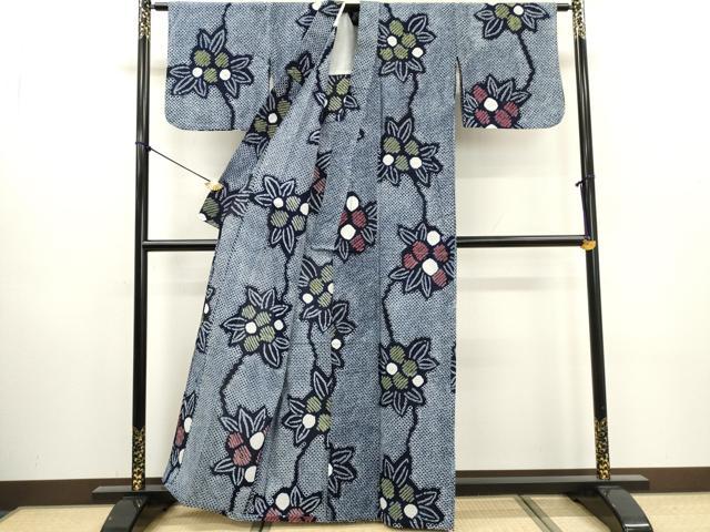 平和屋着物∴夏物　浴衣　有松鳴海絞り　南天文　綿　逸品　DABI0959cd