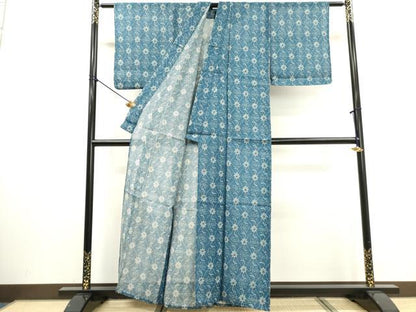 平和屋着物∴夏物　綿紅梅　浴衣　花唐草文　逸品　DABI0966cd