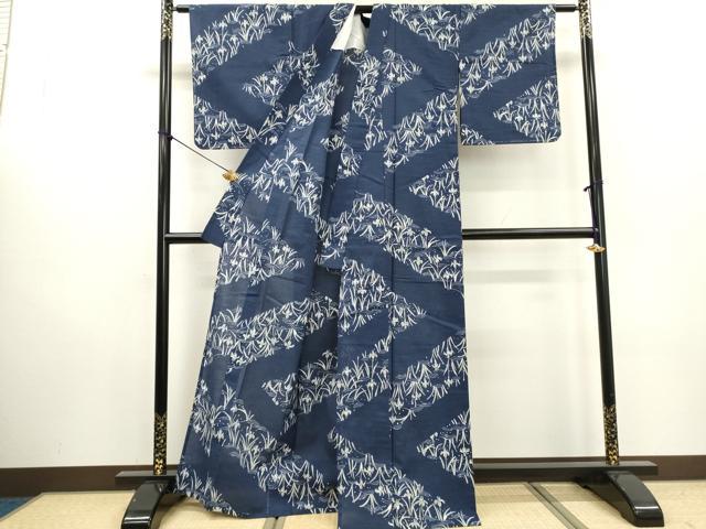 平和屋着物∴夏物　浴衣　杜若　カキツバタ　綿　逸品　DABI0967cd