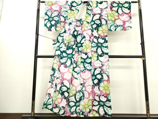 平和屋着物∴夏物　浴衣　有松鳴海絞り　舞花文　綿　逸品　DABI0970cd