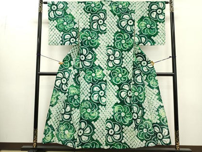 平和屋着物∴夏物　浴衣　有松鳴海絞り　花繋ぎ　綿　逸品　DABI0971cd