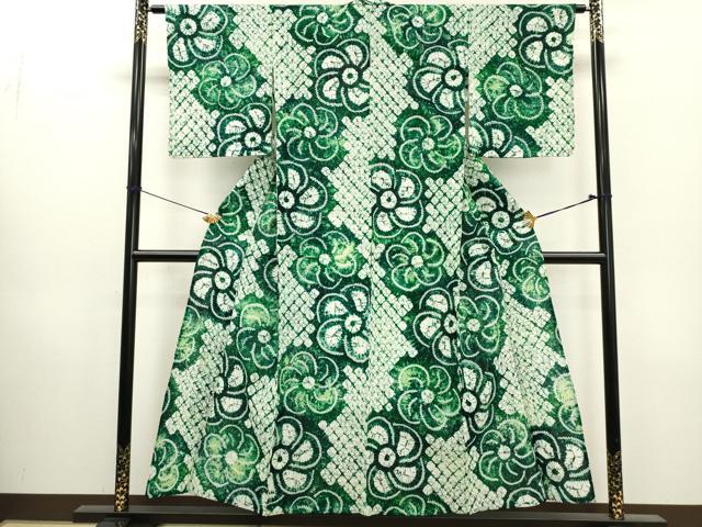 平和屋着物∴夏物　浴衣　有松鳴海絞り　花繋ぎ　綿　逸品　DABI0971cd