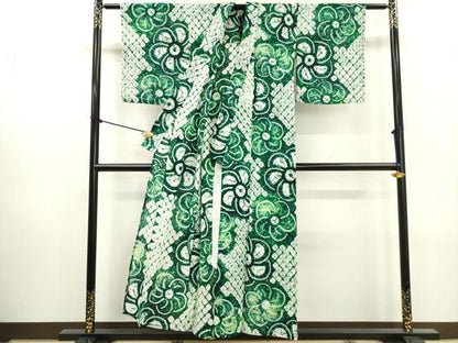平和屋着物∴夏物　浴衣　有松鳴海絞り　花繋ぎ　綿　逸品　DABI0971cd