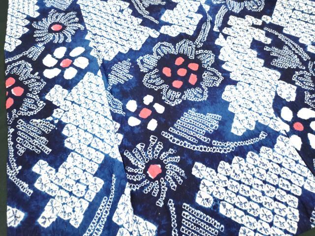 平和屋着物∴夏物　浴衣　有松鳴海絞り　枝花文　綿　逸品　DABI0974cd