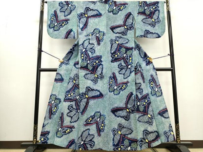 平和屋着物∴夏物　浴衣　有松鳴海絞り　舞蝶文　綿　逸品　DABI0976cd