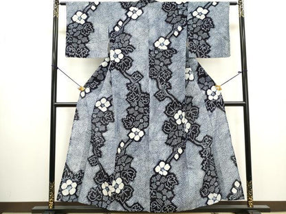 平和屋着物∴夏物　浴衣　有松鳴海絞り　枝花文　綿　逸品　DABI0984cd