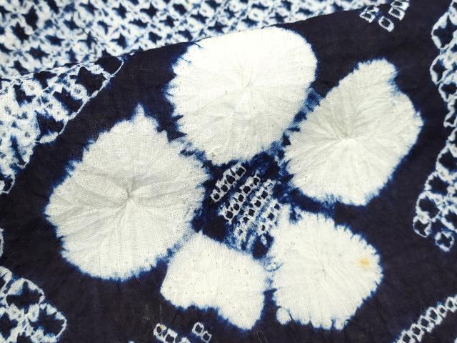 平和屋着物∴夏物　浴衣　有松鳴海絞り　枝花文　綿　逸品　DABI0984cd