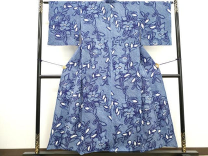 平和屋着物∴夏物　浴衣　有松鳴海絞り　草花文　綿　逸品　DABI0986cd