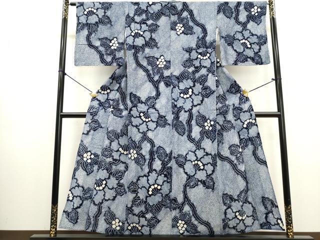平和屋着物∴夏物　浴衣　有松鳴海絞り　草花文　綿　逸品　DABI0991cd