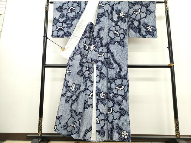 平和屋着物∴夏物　浴衣　有松鳴海絞り　草花文　綿　逸品　DABI0991cd