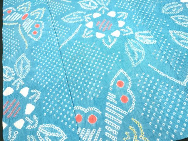 平和屋着物∴夏物　浴衣　有松鳴海絞り　花蝶文　綿　逸品　DABI0992cd
