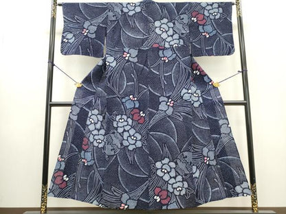 平和屋着物∴夏物　浴衣　有松鳴海絞り　器物花文　綿　逸品　DABI0993cd