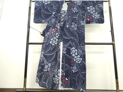 平和屋着物∴夏物　浴衣　有松鳴海絞り　器物花文　綿　逸品　DABI0993cd