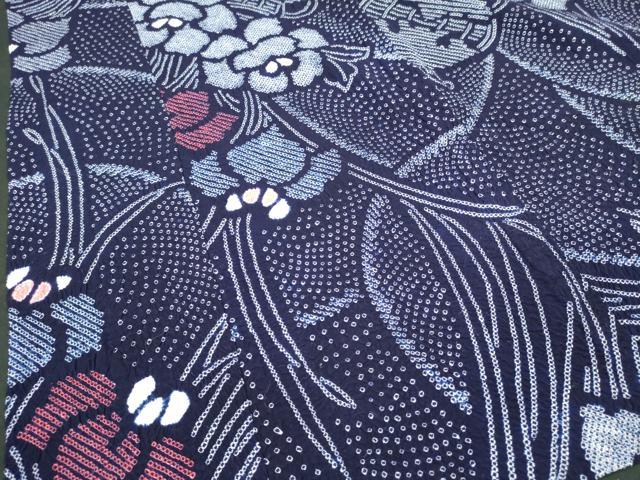 平和屋着物∴夏物　浴衣　有松鳴海絞り　器物花文　綿　逸品　DABI0993cd