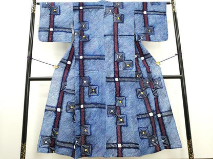平和屋着物∴夏物　浴衣　有松鳴海絞り　色紙文　綿　逸品　DABI0999cd