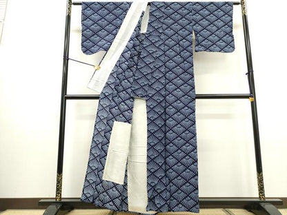 平和屋着物∴夏物　浴衣　有松鳴海絞り　松葉文　綿　逸品　DABI1000cd