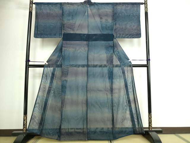 平和屋着物▽上質な小紋　無双　紗×紗　紗袷　霞文　暈し染め　正絹　逸品　未使用　DABI1004sf