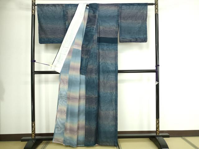 平和屋着物▽上質な小紋　無双　紗×紗　紗袷　霞文　暈し染め　正絹　逸品　未使用　DABI1004sf