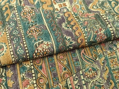 平和屋着物▽小紋　単衣　更紗花間道　正絹　逸品　DABI1008sf