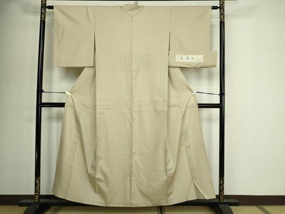 平和屋着物▽樹養紬　単衣　綾風花　市松綾瀬織　証紙付き　正絹　逸品　DABI1010sf