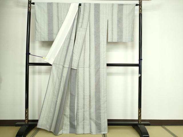 平和屋着物▽上質な紬　単衣　唐草間道　正絹　逸品　DABI1011sf