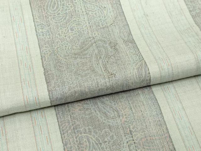 平和屋着物▽上質な紬　単衣　唐草間道　正絹　逸品　DABI1011sf