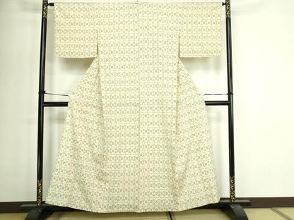 平和屋着物▽本塩沢　単衣　吉祥文　正絹　逸品　DABI1013sf