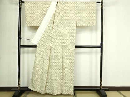 平和屋着物▽本塩沢　単衣　吉祥文　正絹　逸品　DABI1013sf