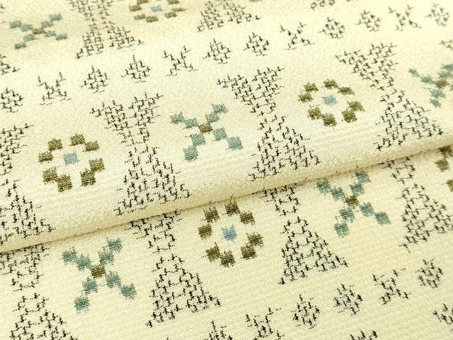 平和屋着物▽本塩沢　単衣　吉祥文　正絹　逸品　DABI1013sf