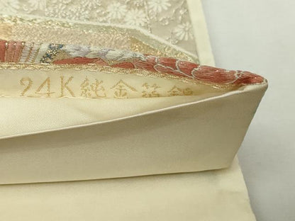 平和屋本店▼六通柄袋帯　九百錦　源氏物語　24Ｋ純金箔錦　正絹　逸品　DABI1014sf