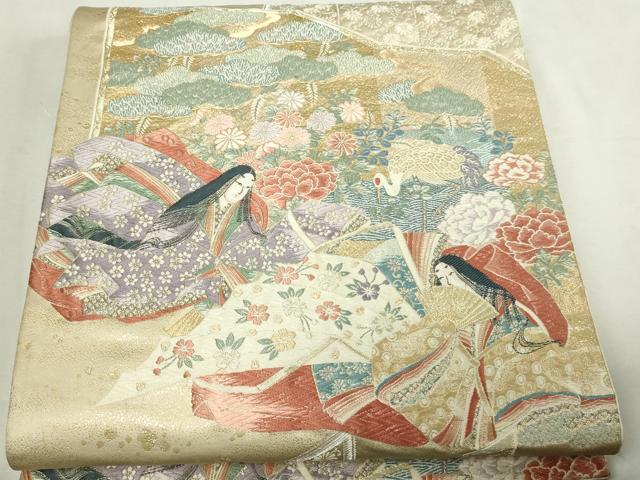 平和屋本店▼六通柄袋帯　九百錦　源氏物語　24Ｋ純金箔錦　正絹　逸品　DABI1014sf
