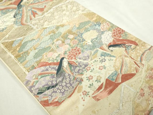 平和屋本店▼六通柄袋帯　九百錦　源氏物語　24Ｋ純金箔錦　正絹　逸品　DABI1014sf
