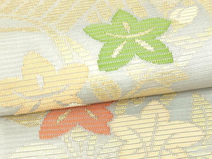 平和屋本店▼夏物　六通柄袋帯　草木染　草花文　本金引箔　正絹　逸品　DABI1016sf