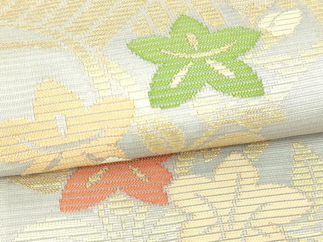 平和屋本店▼夏物　六通柄袋帯　草木染　草花文　本金引箔　正絹　逸品　DABI1016sf
