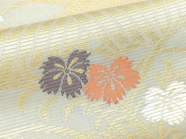 平和屋本店▼夏物　六通柄袋帯　草木染　草花文　本金引箔　正絹　逸品　DABI1016sf