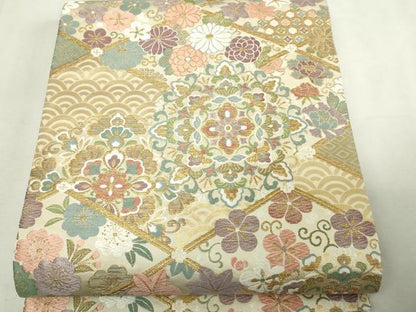 平和屋本店▼六通柄袋帯　秀錦華文　本金重ね箔　正絹　逸品　DABI1023sf