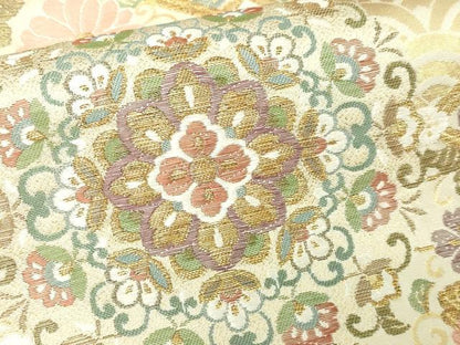 平和屋本店▼六通柄袋帯　秀錦華文　本金重ね箔　正絹　逸品　DABI1023sf