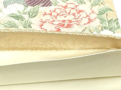平和屋本店▼六通柄袋帯　桃山波暖桃香文　本金箔　正絹　逸品　DABI1032sf
