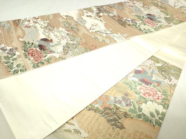 平和屋本店▼六通柄袋帯　桃山波暖桃香文　本金箔　正絹　逸品　DABI1032sf
