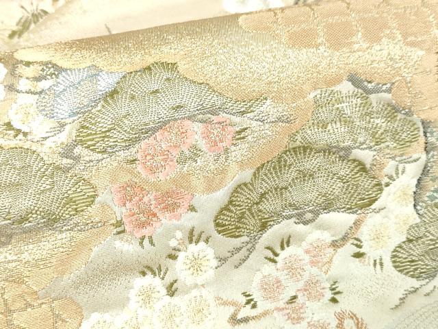 平和屋本店▼六通柄袋帯　桃山波暖桃香文　本金箔　正絹　逸品　DABI1032sf
