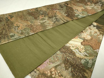 平和屋本店▼六通柄袋帯　名刹散歩　本金箔　正絹　逸品　DABI1033sf