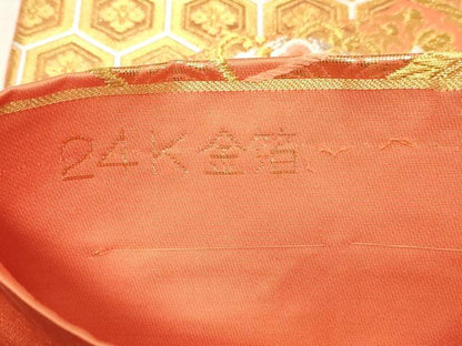 平和屋本店▼六通柄袋帯　唐織　花鳥文　24ｋ金箔　正絹　逸品　DABI1044sf