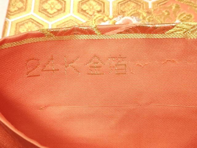 平和屋本店▼六通柄袋帯　唐織　花鳥文　24ｋ金箔　正絹　逸品　DABI1044sf