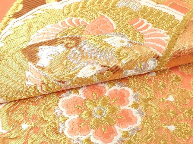 平和屋本店▼六通柄袋帯　唐織　花鳥文　24ｋ金箔　正絹　逸品　DABI1044sf