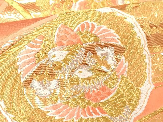 平和屋本店▼六通柄袋帯　唐織　花鳥文　24ｋ金箔　正絹　逸品　DABI1044sf